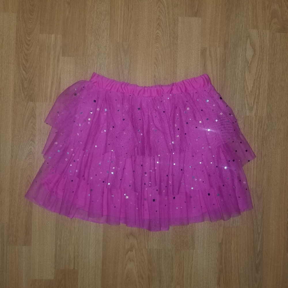 Girl's size large pink ruffled tiered skirt